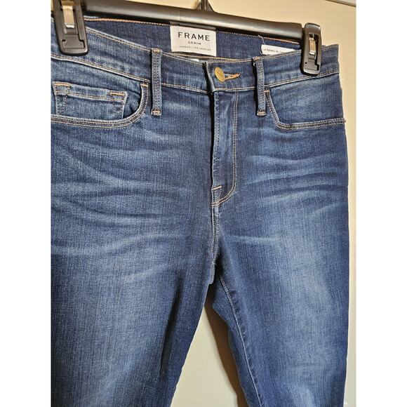 Frame Womens Le Skinny de Jeanne Crop Jeans Jerome Blue Size 27 Raw Hem - Picture 2 of 7